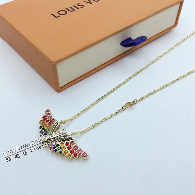 Louis Vuitton新款飾品 路易威登字母v天使彩鑽項鏈 LV女士金色鎖骨鏈  zglv2188